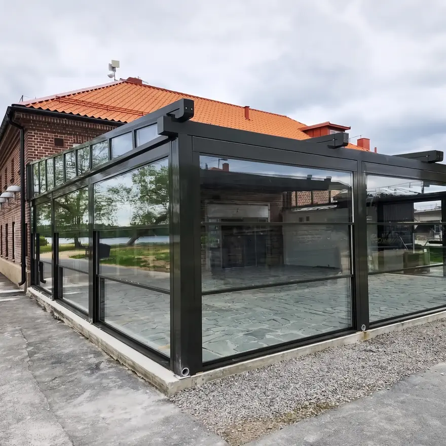 Пергола + Гильотинное остекление · 120 m² — Швеция