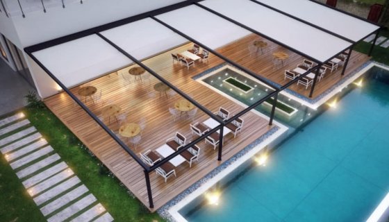 Işıklı pergola sistemi