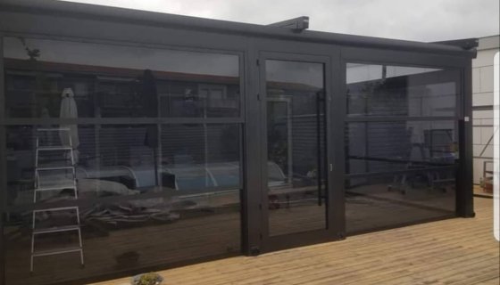 Işıklı pergola ve ısı camlı gyotin uygulaması